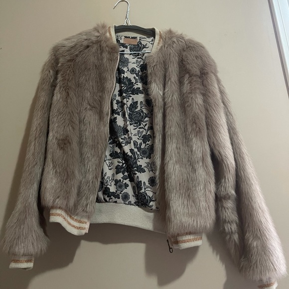 MOTHER Denim faux fur pink bomber - Picture 4 of 4